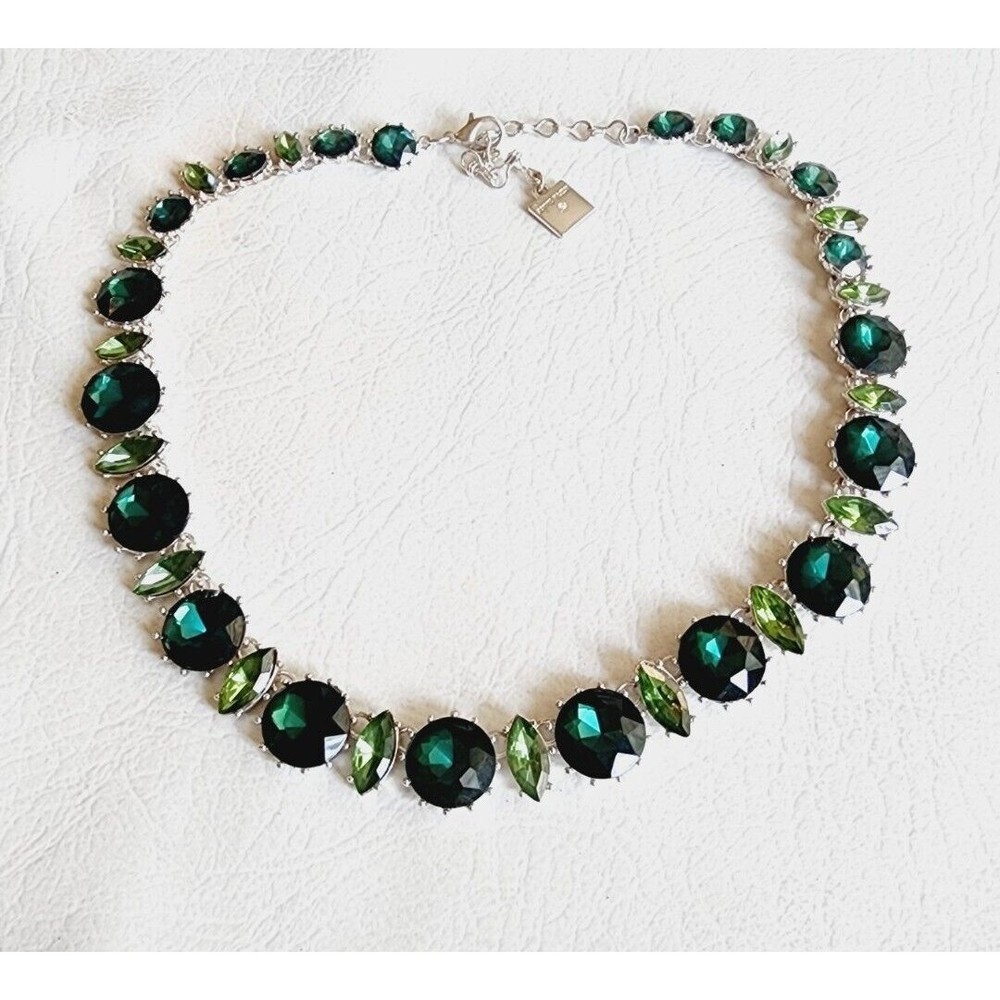 Anne Klein Vintage Emerald Green Crystal Rhinestone Collar Necklace